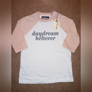 NWT Daydream Believer Toddler Girls Baseball Raglan Tee Pink/White 4T